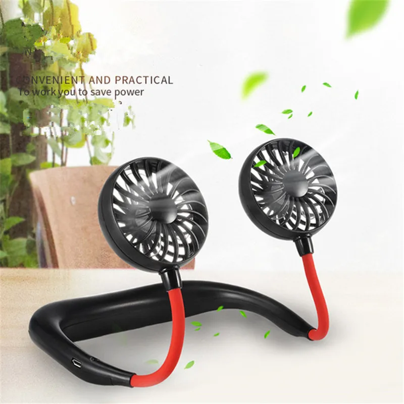 

Hands-Free Hanging USB Rechargeable Dual Fan Mini Air Conditioner Summer Portable Outdoor Sport Cooler Support Dropshipping