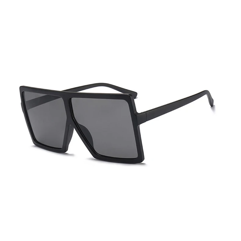 Королевские солнцезащитные очки больших размеров для девушек, женские солнцезащитные очки с плоской оправой, мужские солнцезащитные очки, новинка, дизайнерские винтажные квадратные градиентные оттенки ss639 - Цвет линз: C4-Matte Black-Gray