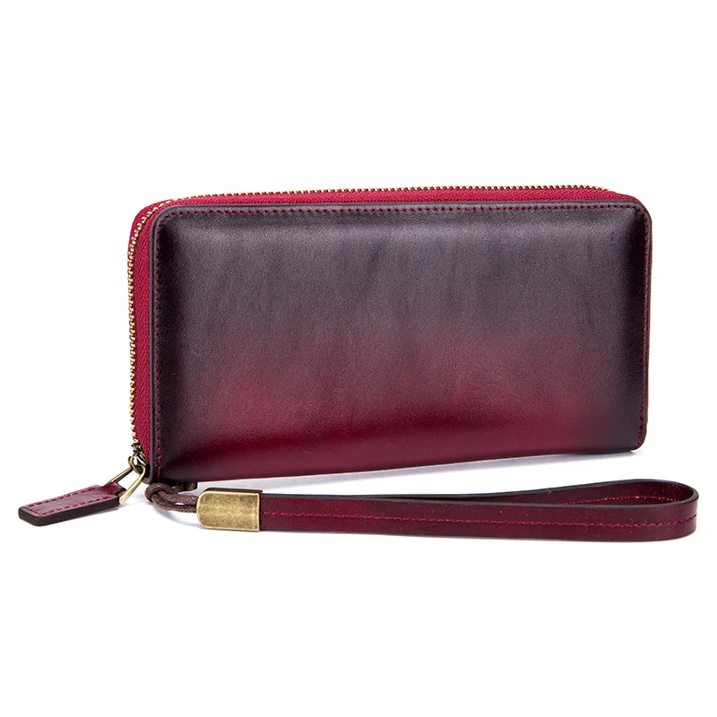 

New Genuine Leather Vintage Women Men Wallet Multifunction Long Wallet Clutch 4 Colors Large Capacity Wallet Card Holder DC338