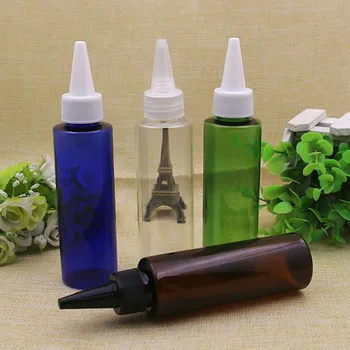 

100ml empty clear liquid plastic bottle with pointed mouth cap,100cc lotion bottle with screw lid, cosmetic packaging container