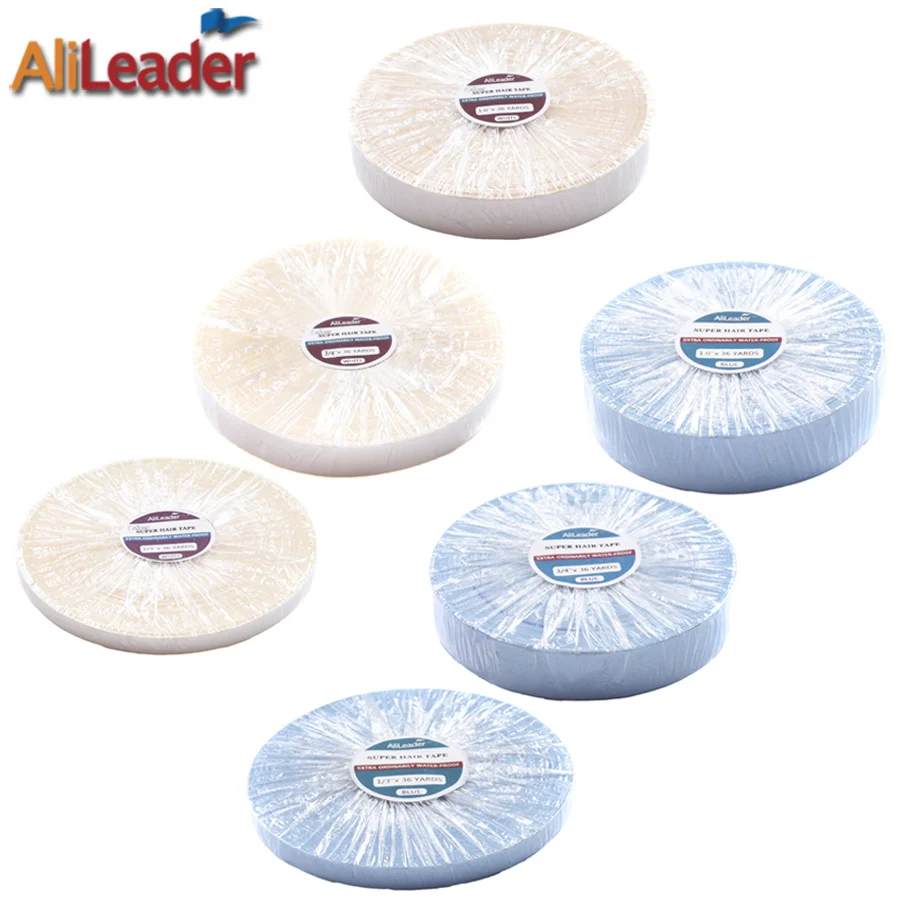 

Made In Us Strongest Walker Hair Extension Tape Adhesive Wig Glue 1 Roll White/Blue Waterproof Double Sided Tape For Wig