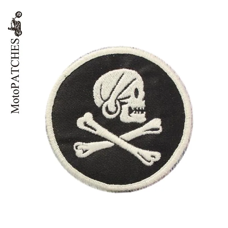 

MotoPATCHES New Fashion Pirate Skeleton Motorcycle Jacket Biker Vest Patches For Clothes DIY Embroidered Iron On Patches