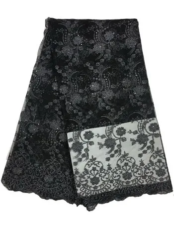 Африканская кружевная ткань 2 ярда/партия Epacket Высококачественная французская кружевная ткань в нигерийском стиле африканская кружевная ткань для вечернего платья - Цвет: black(2yard)