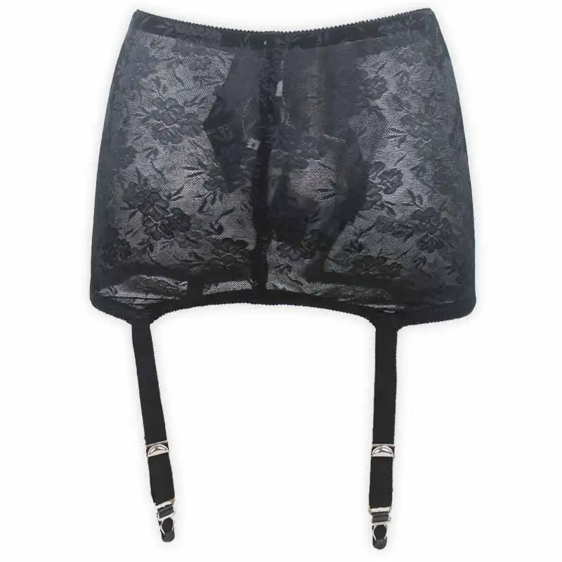 Vogue New Plus/Extra Black High Waist Women/female Sexy Garter Belts for Stockings, Vintage Styles Garters 4 Metal Buckles S503B