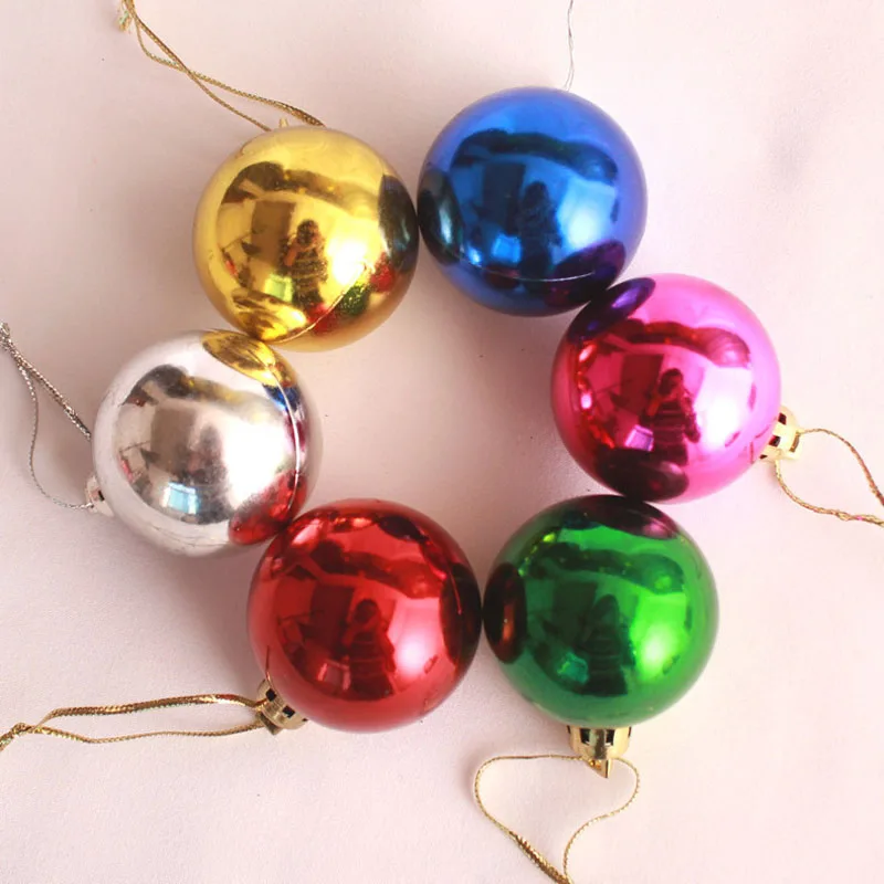 6Pcs/Lot Colorful Glitter Christmas Balls Xmas Ornament Hanging Baubles