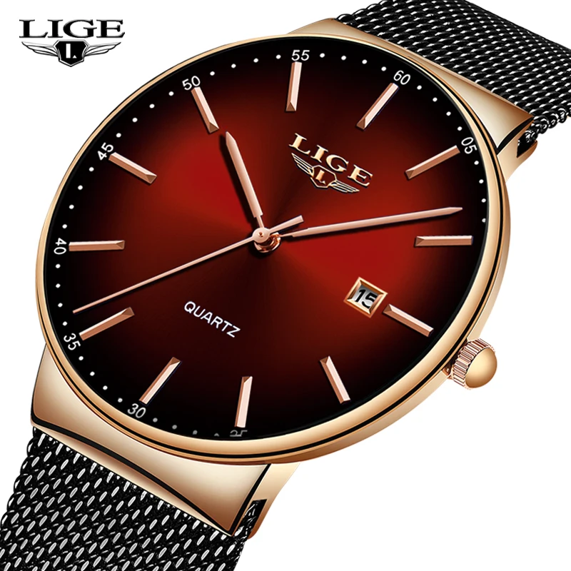 

2019 Mens Watches LIGE Casual Fashion Top Luxury Quartz Watch Men Waterproof Stainless Steel Sport Watch Relogio Feminino+Box