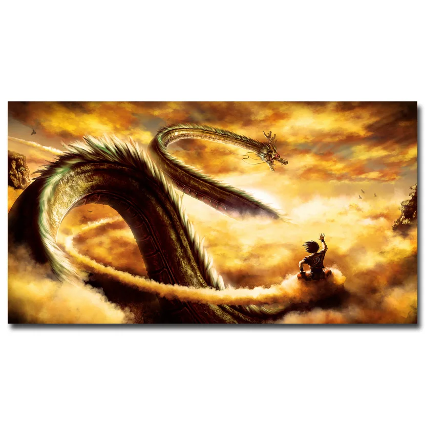 Goku Ride Shenron-Dragon Ball Z новый аниме-Арт Шелковый тканевый постер с огромным принтом 12x22
