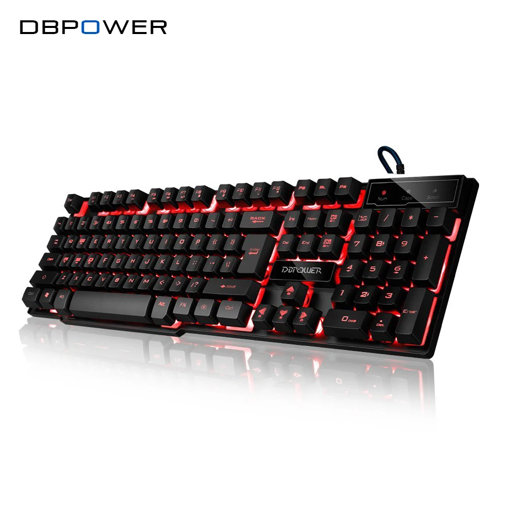 DBPOWER Backlit Gaming Keyboard LED 3 Color BackLight USB Wired Game Controller Teclado Gamer with Similar Mechanical Tap Feel | Компьютеры