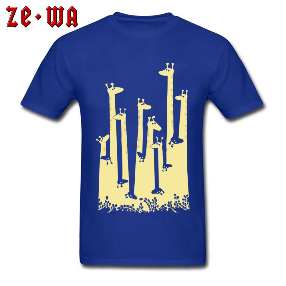 Giraffe Double Vision Slim Fit T Shirts for Men All Cotton NEW YEAR DAY Tops & Tees T-shirts Short Sleeve Company Crew Neck Giraffe Double Vision blue