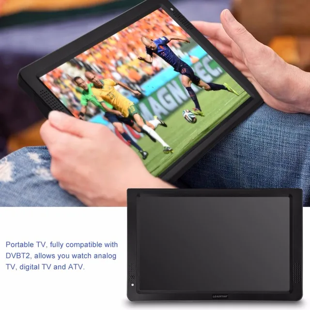 LEADSTAR 12inch Digital Analog Televisions DVB-T-T2 Portable TV for Home Car Airplane EU Plug 110-220V