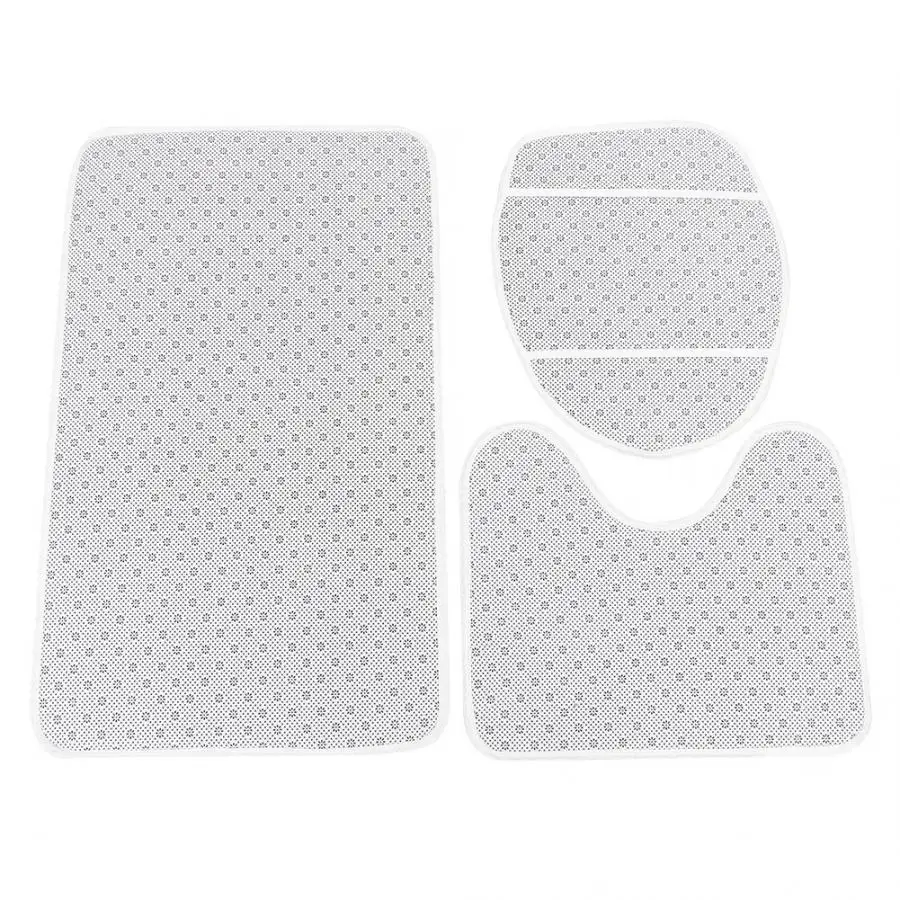 3pcs Flower Prints Pattern Bathroom Non-Slip Mats Shower Mats Set Toilet Mat U-shape Mat