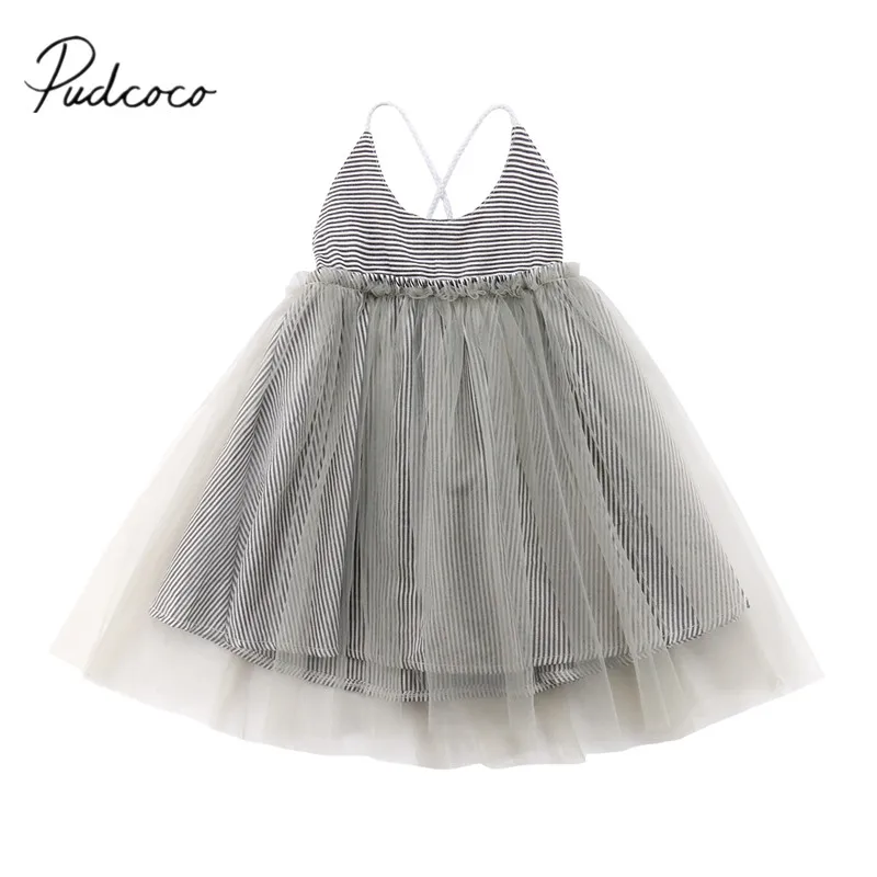 

2018 Brand New Toddler Infant Kids Chiffon Flower Girl Dress Princess Dress Kid Baby Party Tulle Sleeveless Chiffon Dresses 1-6T