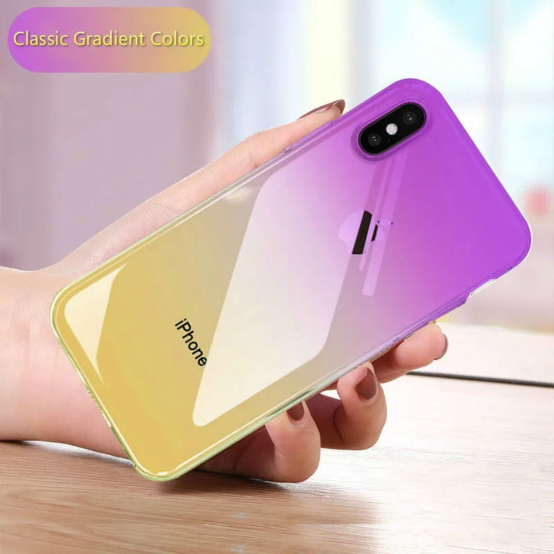 

Gradient Colorful Ultra Thin Case For iPhone 7 8 6 6S Plus Fashion Soft Transparent TPU Cases For iPhone X XR XS MAX Cover Capa