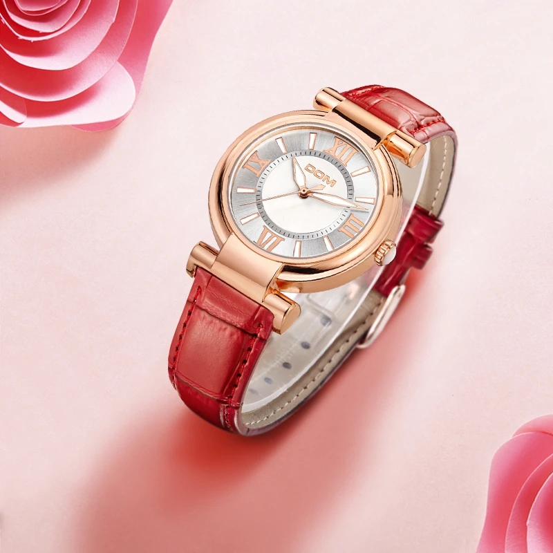 DOM женские роскошные брендовые водонепроницаемые кварцевые кожаные часы женские модные часы 2018 Reloj G-1688