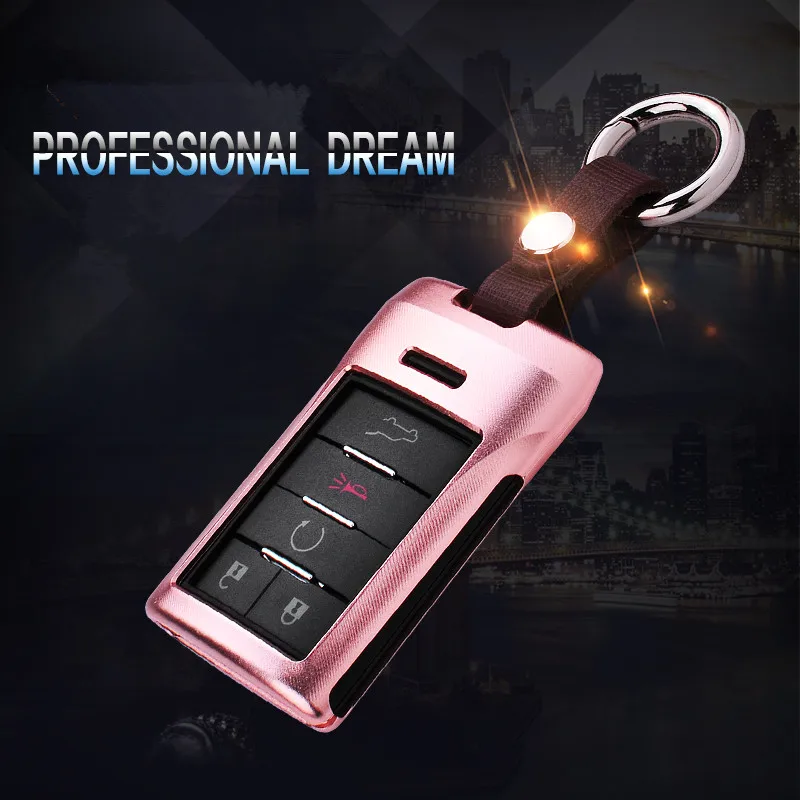 

Aluminum Alloy Auto Remote Control Smart Key Cover Case Holder Bag Keychain Fit For Cadillac B Escalade SRX SLS Car Accessories