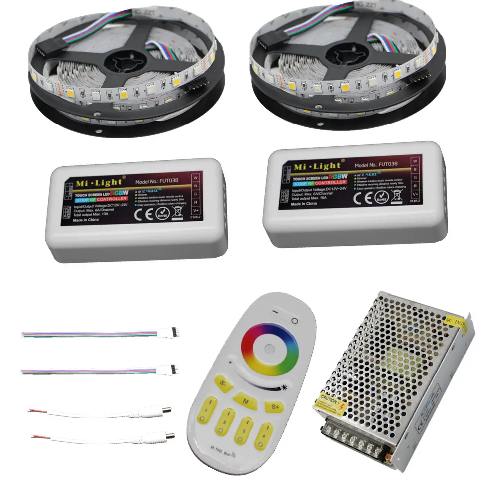 10 м 15 м 20 м RGBW RGBWW Led свет DC12V Водонепроницаемый 5050 SMD + mi-с подсветкой контроллер + Мощность adapter Kit