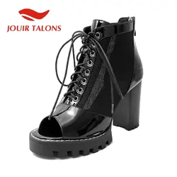 JOUIR TALONS/2019 г.; модная женская обувь из натуральной кожи на высоком каблуке; женские летние ботинки; босоножки; женская обувь на платформе с