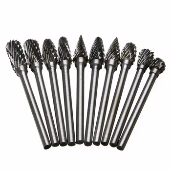

10pcs 1/8" Shank Tungsten Carbide Milling Cutter Electric Rotary Burrs 6mm Diam Engrave Cutting Tool