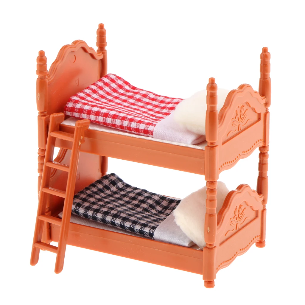 1/12 Scale Dollhouse Miniature Nursery Room Furniture Kits - Double Bunk Bed Model Set
