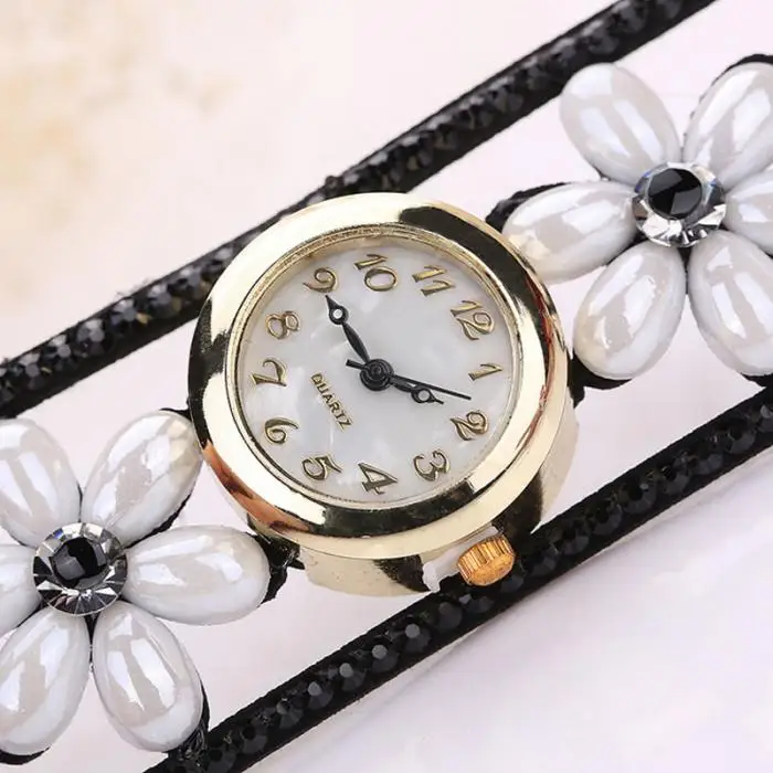 Модные женские туфли браслет часы жемчуг цветок алмаз платье часы дамы наручные повседневное кварцевые LXH