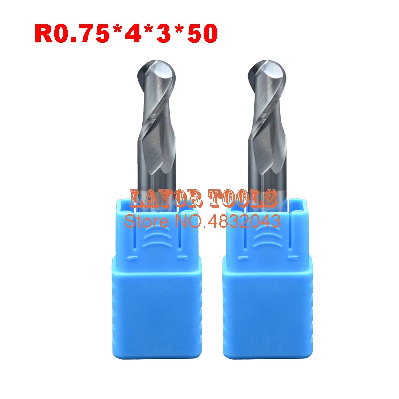 

2F-R0.75*4*3*50,Spiral Bit Milling Tools, Carbide Ball Nose End Mill, the lathe tool,boring bar,cnc,machine