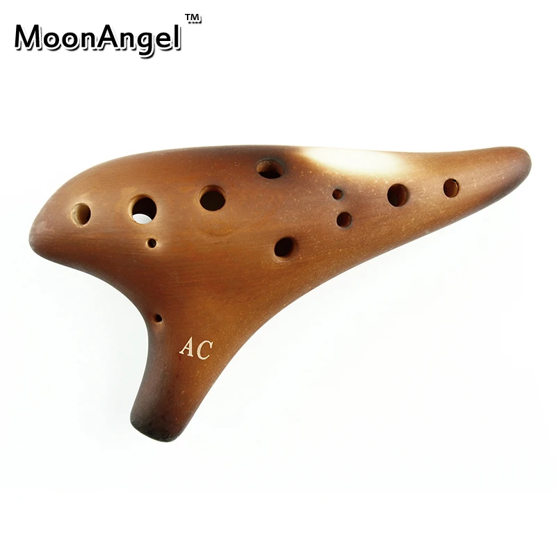 12 Holes Ceramic Ocarina flute Alto C Smoked Burn Style Ocarina Flute