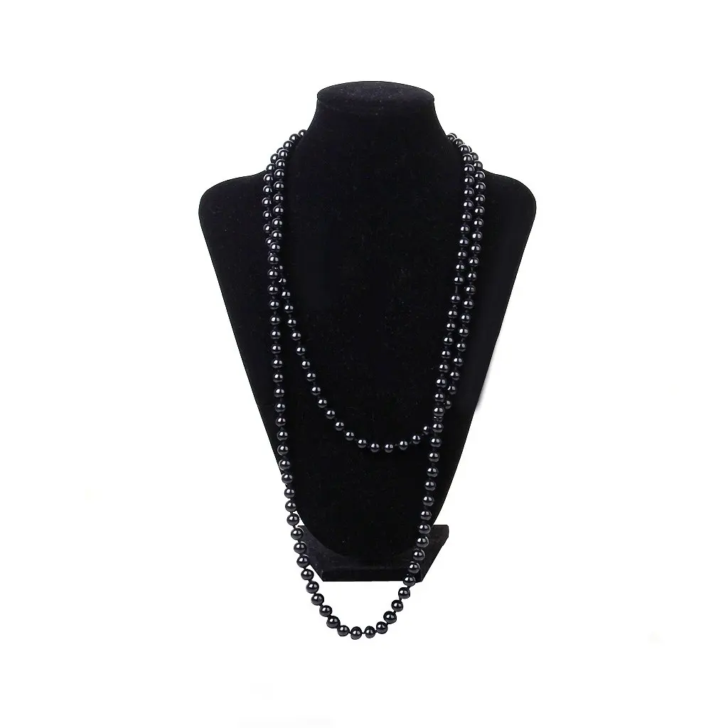 

Fashion Faux Pearl Long Sweater Chain Necklace--black