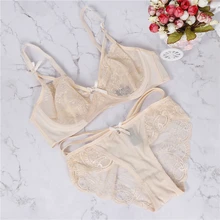 Комплект нижнего белья, женские трусики, комплект кружевного нижнего белья, ультра-тонкий прозрачный кружевной комплект с бюстгальтером, женское нижнее белье, комплект с бюстгальтером
