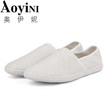 

2017 Fashion Breathable Men's Shoes Spring Summer New Mesh Casual Shoes Lace Up Men Flats Trainers Driving Shoes
