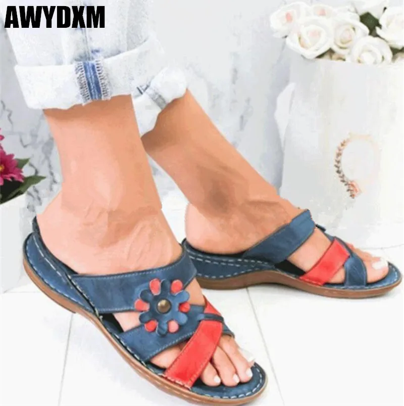

Women slippers new summer fashion Color mixing slipper ladies open toe cross casual Platform wedges Slide woman shoes Mujer S232