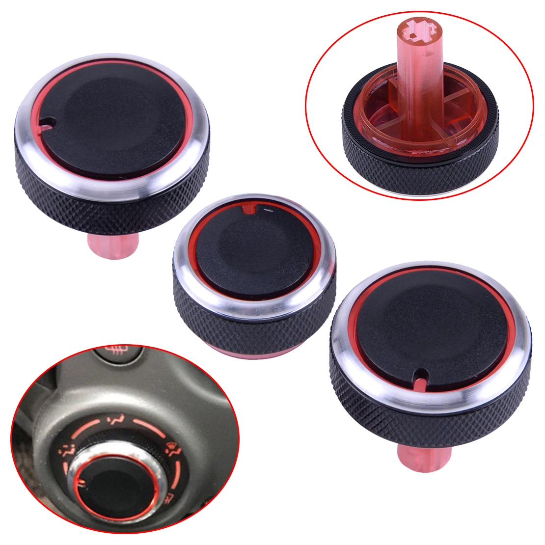 

DWCX 3pcs Car Air Condition A/C Heater Climate Dash Control Switch Knobs for Nissan Cube Versa Note Micra Almera 2016 2017