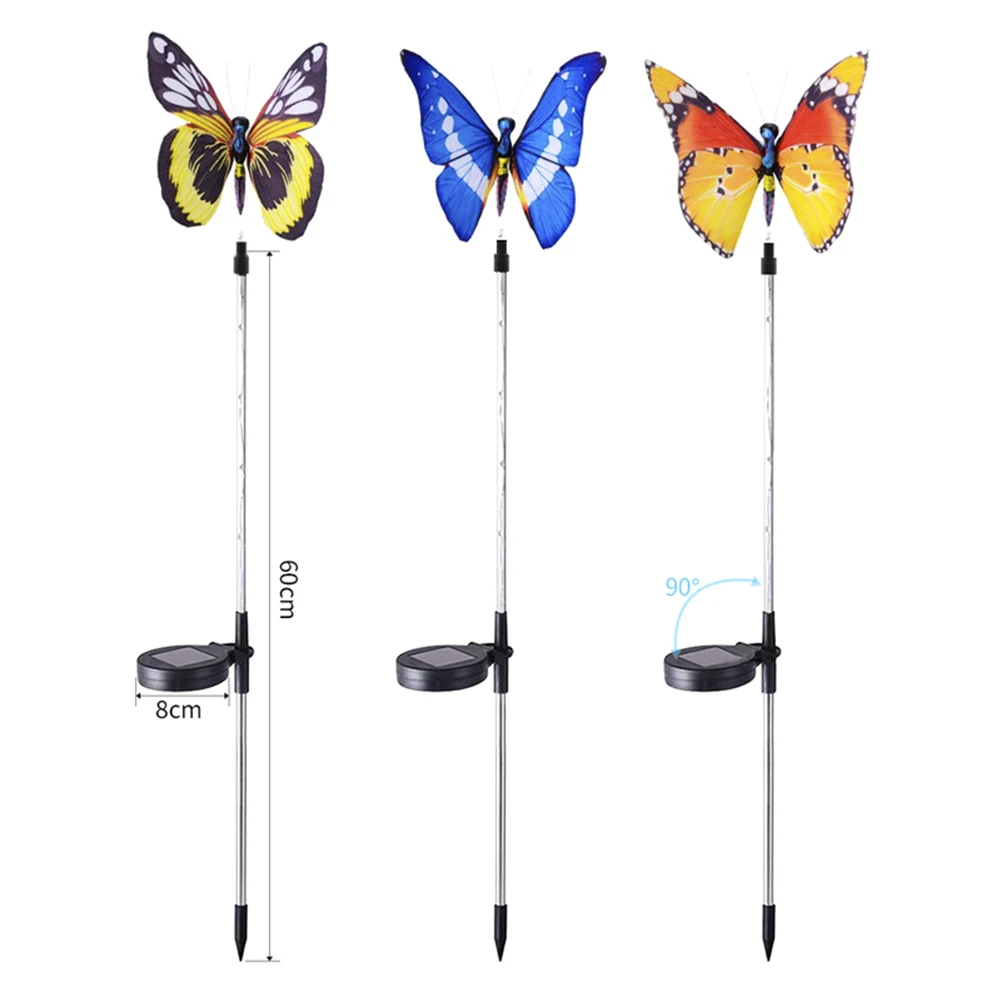 

3pcs Garden Solar Lights Outdoor Multi-color Changing LED Fiber Optic Butterfly Decorative Light HVR88