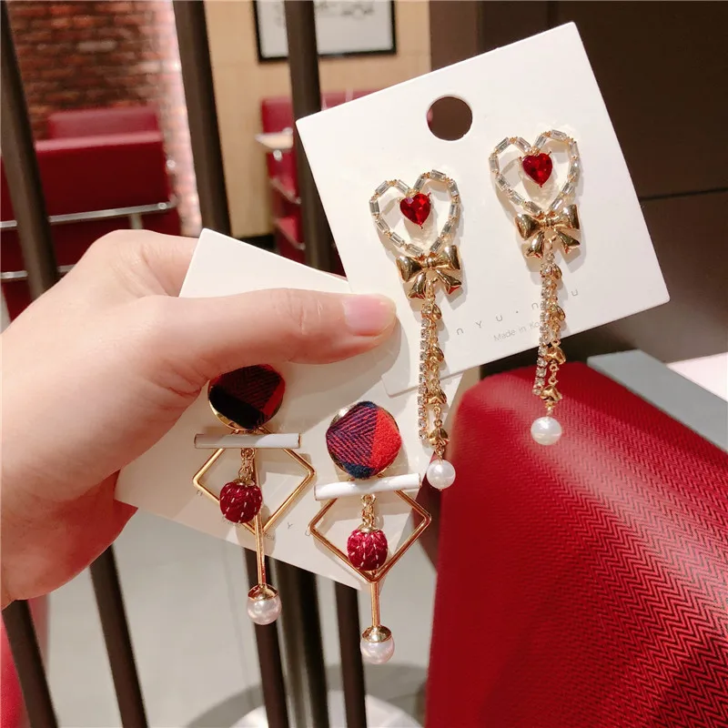 

Korea Handmade Heart Crystal Pearl Women Drop Earrings Dangle Earrings Fashion Jewelry Accessories-QQD5