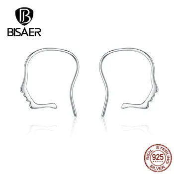 

BISAER Face Women Earrings 925 Sterling Silver Face Line Small Exquisite Women Earrings Female Sterling Silver Jewelry ECE631