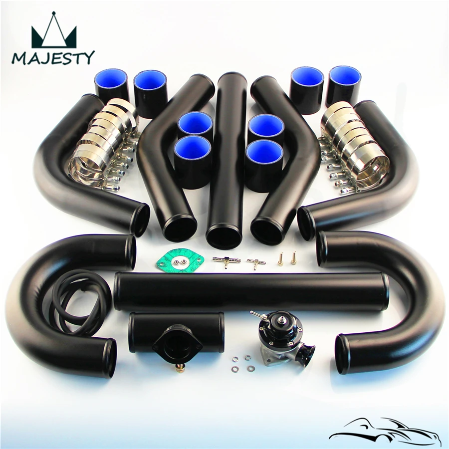 2.75" 70mm Universal Intercooler Pipe Piping Kit 8PCS + BOV Turbo Blow