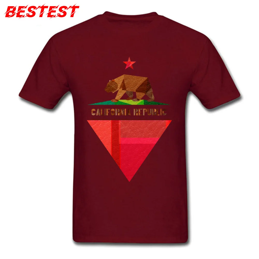 California Funny Tees Short Sleeve for Men Cotton NEW YEAR DAY O Neck Top T-shirts Custom Tee-Shirt Hip Hop Top Quality California maroon