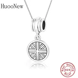 Эффектное ожерелье из стерлингового серебра 925 пробы с английским флагом, подвески, ожерелья, колье для женщин, ювелирные изделия