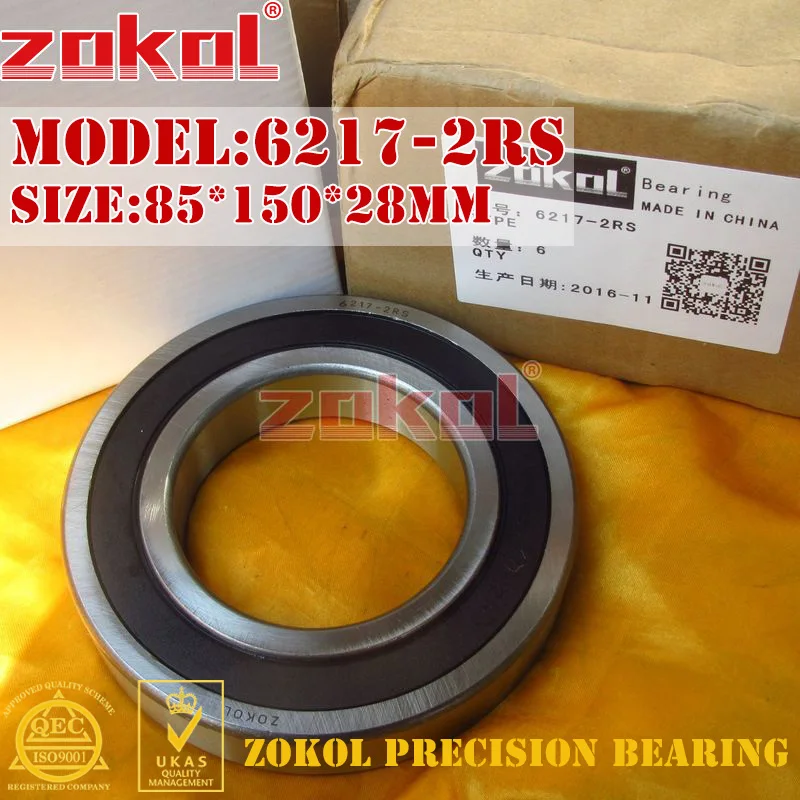 

ZOKOL 6217RS bearing 6217 2RS 180217 6217-2RS 6217 RSN Deep Groove ball bearing 85*150*28mm
