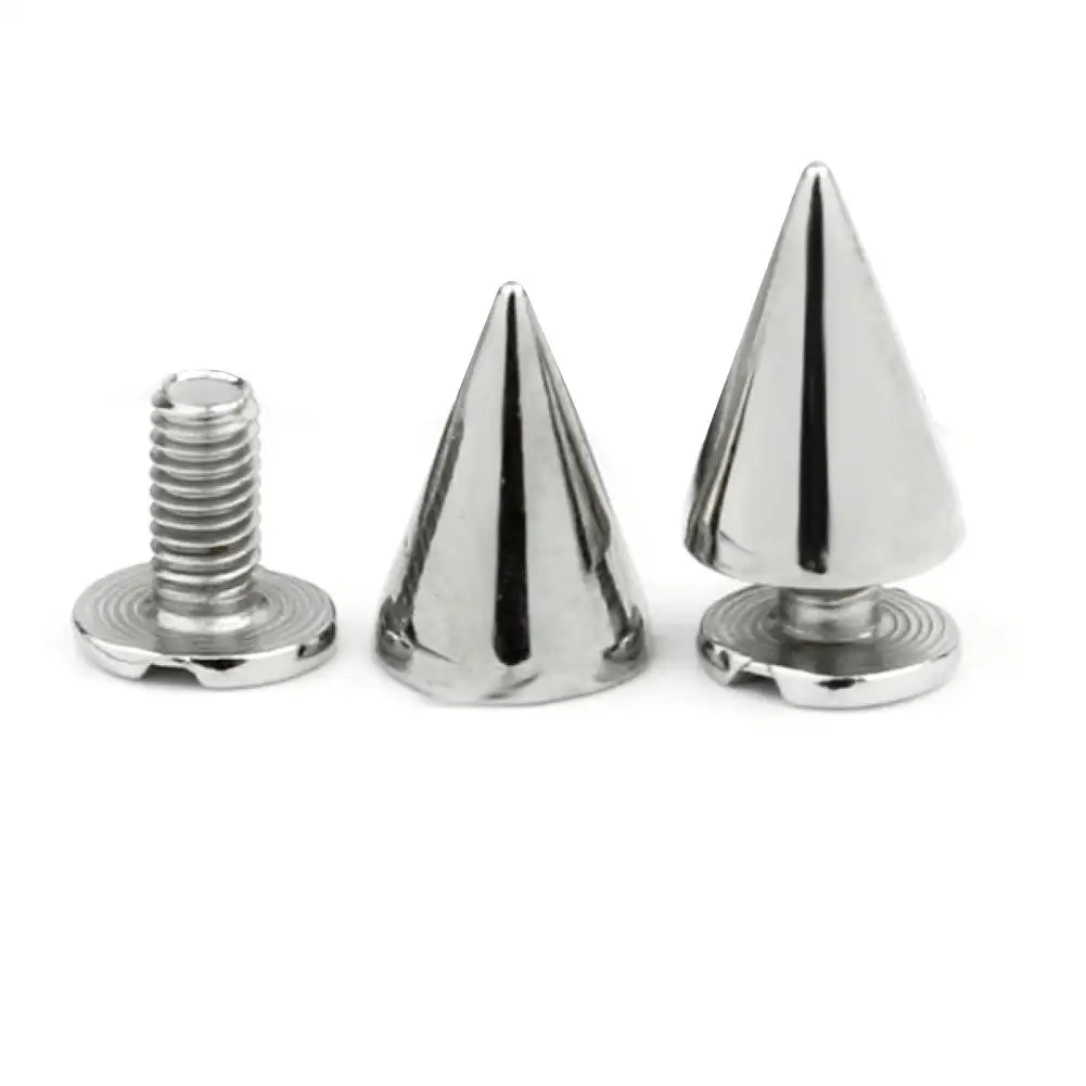 

12pcs/Lot 10MM Silver Metal Alloy Punk Rock Cone Studs Spike Rivet DIY Leathercraft Bags Shoes Decoration Garment Accessories