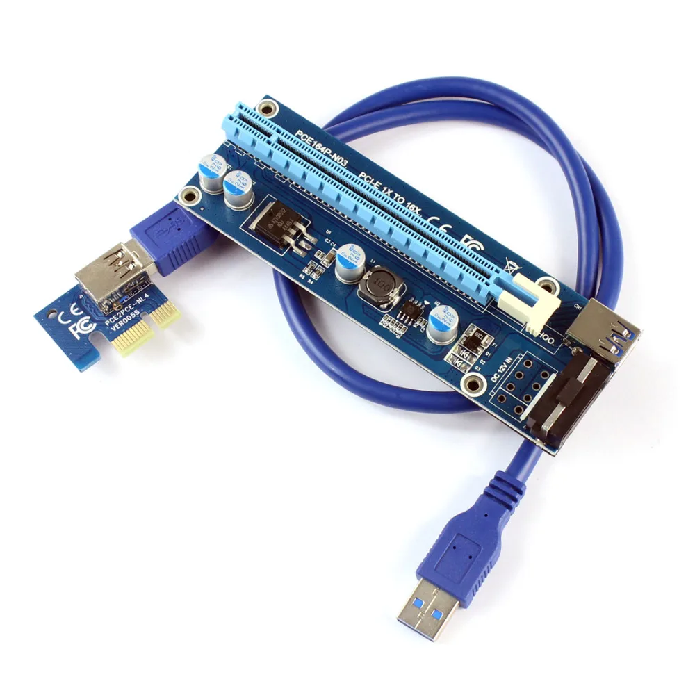 

PCIE 1X to 16X Graphics Extension Cable MOLEX DC-DC Single Power Supply Adapter Card for ETH Bitcoin Mining Device F21217