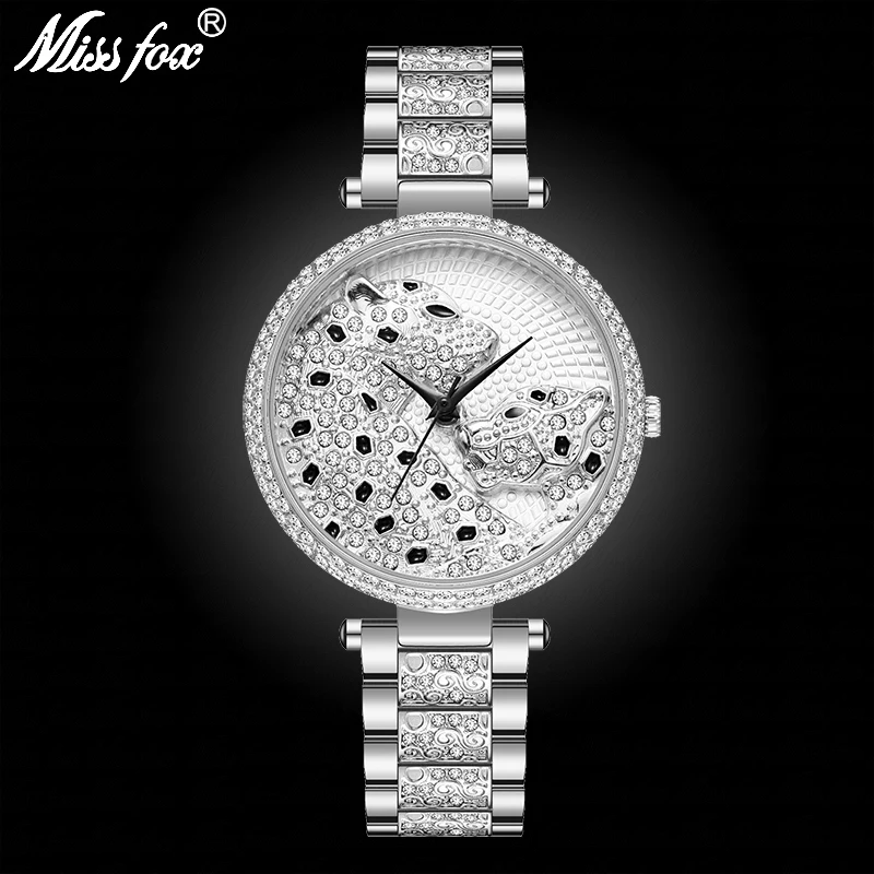 Relógio de Aço Superior à Prova Dropshipping Leopardo Mulheres Moda Senhoras Inoxidável Marca Dwaterproof Água Quartzo Ouro Prata Feminino Horas 2020