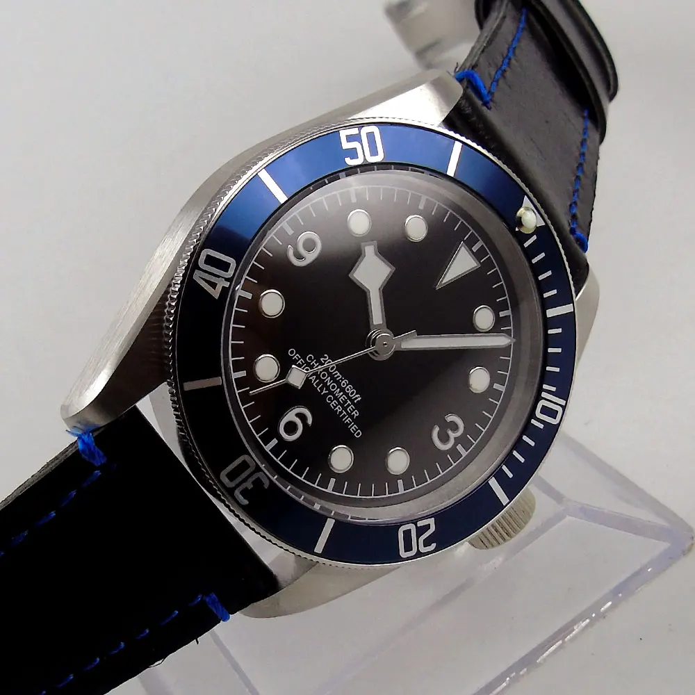 

41MM Black Sterile Dial Blue Rotating Bezel Sapphire Crystal Luminous Marks 21 Jewels MIYOTA Automatic Movement Men's Watch C78