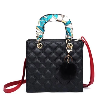 

European Fashion Female Tote bag New Quality PU Leather Women's Designer Handbag Ribbon Hair ball Shoulder Messenger bag l8-431