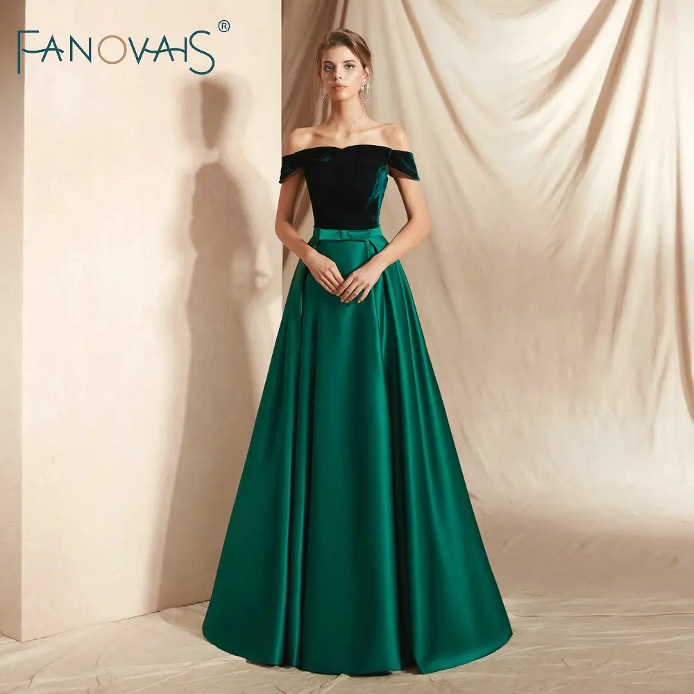 Green Velvet Evening Dresses Long Vestidos De Fiesta De Noche Evening Dress Arabic Special Occasion Dresses Party Gowns