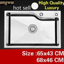 Квартира роскошная кухня ручная раковина одинарная мойка сделать блюда 304 нержавеющая сталь Горячая 65x43/68x46 см
