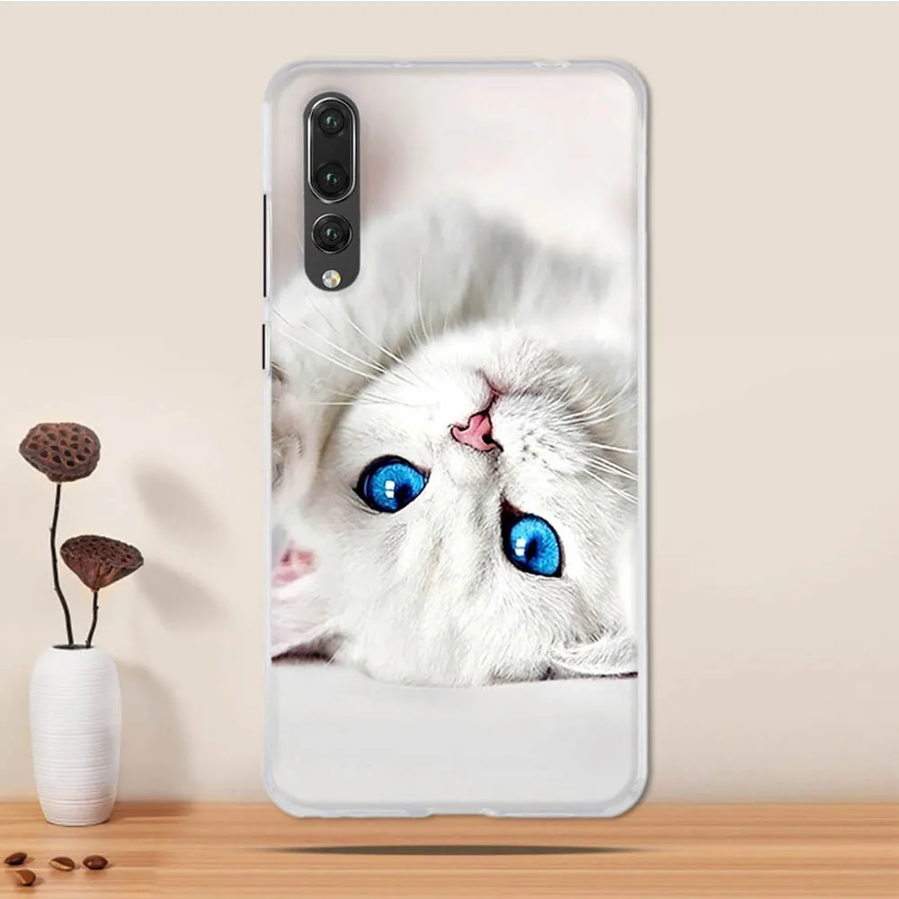 Чехол для телефона Huawei P20 Pro мягкий силиконовый чехол накладка с милым котом Plus