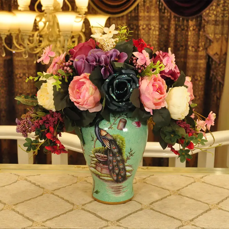 Стильная Цветочная ваза и атмосфера внутри гостиной декоративные цветочные искусственные цветы в упаковке - Цвет: see chart