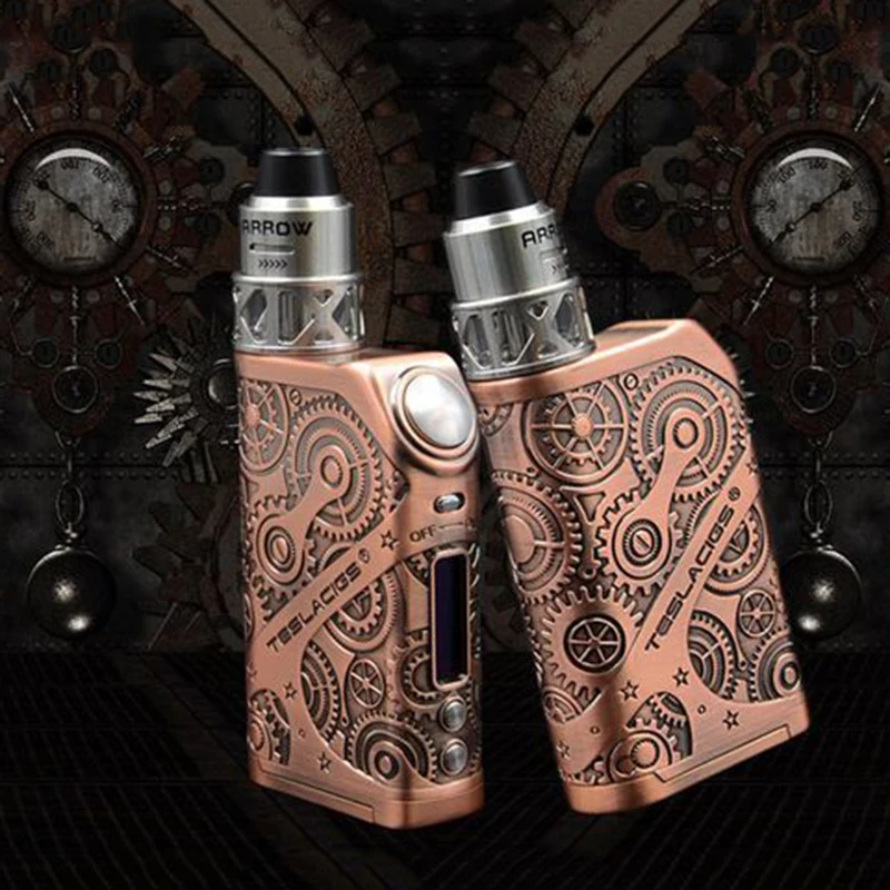 

100% Original Telsa Steampunk Box Mod Nano 120W TC Vaporizer Pen Box Mod Teslacigs Steampunk Electronic Cigaretter Mod