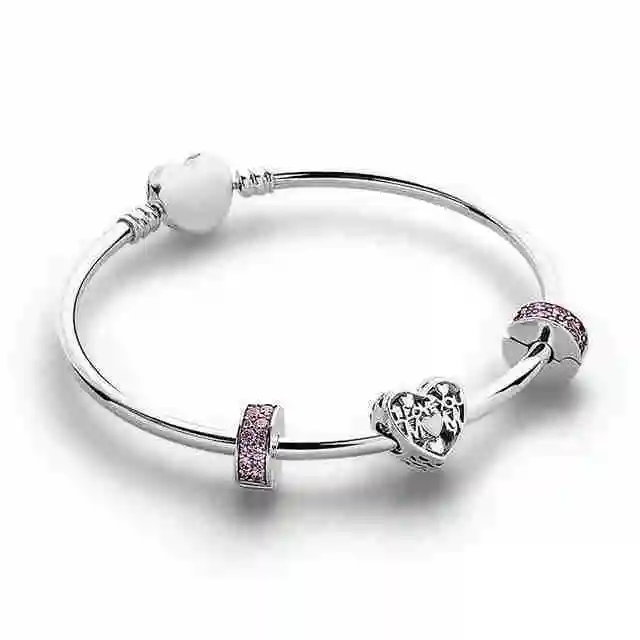 

Fanier 100% 925 Sterling Silver I Love You Mom, Charming Pink Maiden Spatial Shower Clipe Heart Moments A Conjure