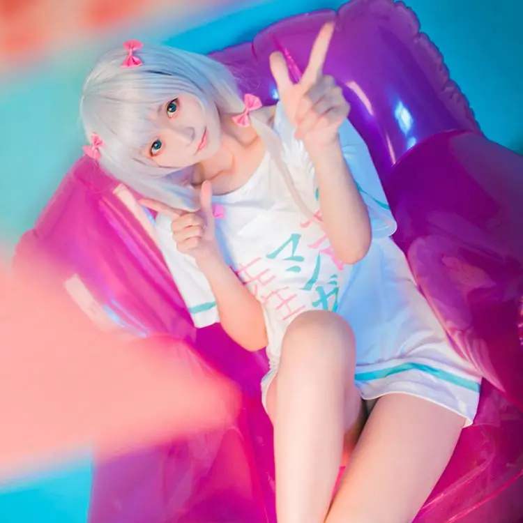 Anime Eromanga Sensei Cosplay Costume Izumi Sagiri Copslay Coat Sleepwear Pink Pajamas T-shirt Fancy Party Outfits for Halloween (2)_